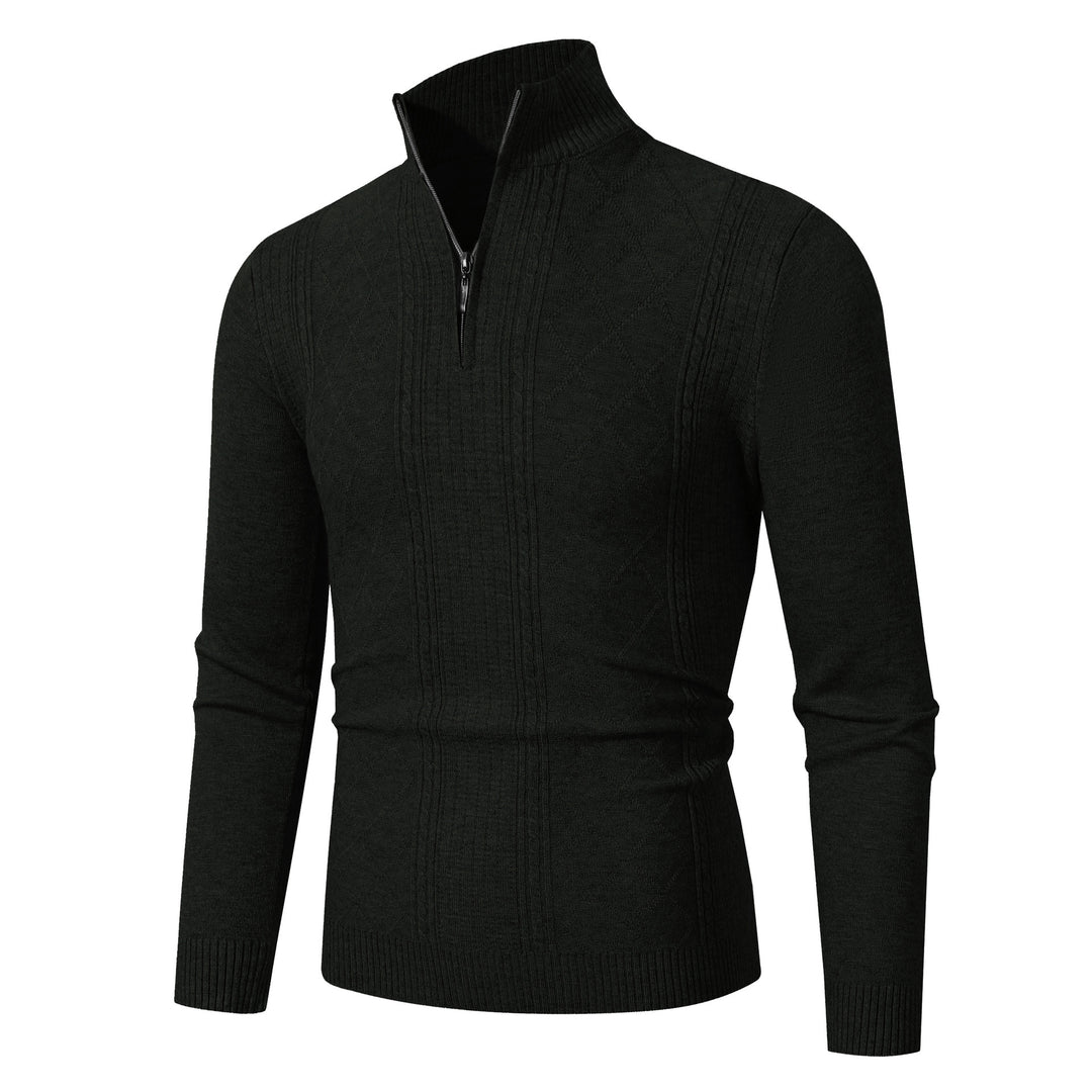 Elegant knit sweater for men with high collar and zipper Lune London