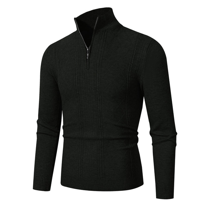 Elegant knit sweater for men with high collar and zipper Lune London