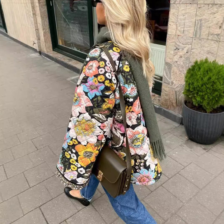 Quilted floral jacket for ladies with luxurious lining Lune London