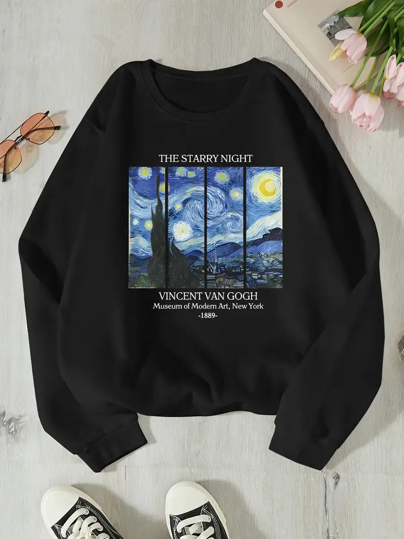 Sweat-shirt pour femmes avec motif artistique classique de Van Gogh Chic & Stil