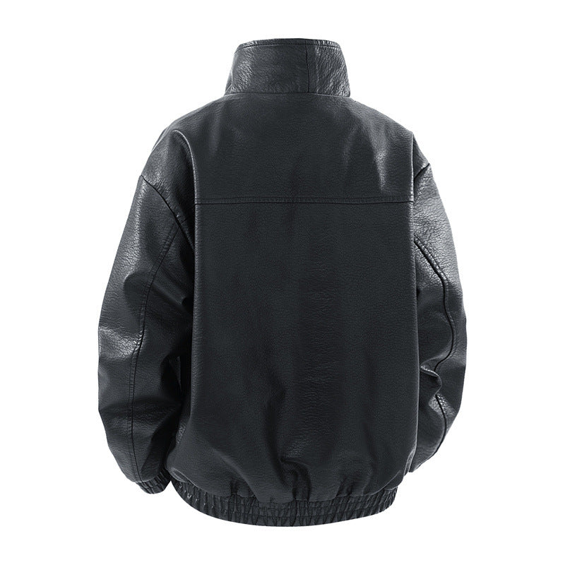 Oversized leather jacket for men with stylish collar and practical pockets Lune London