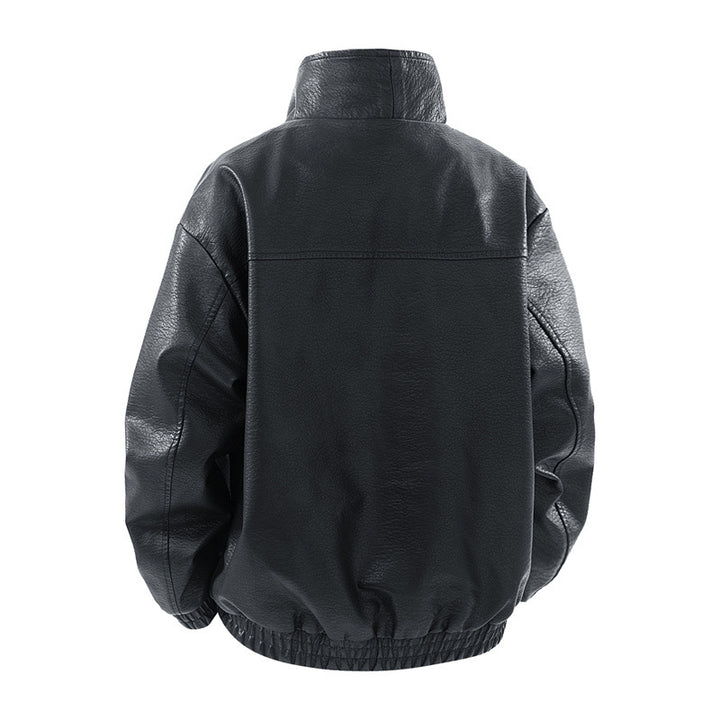 Oversized leather jacket for men with stylish collar and practical pockets Lune London