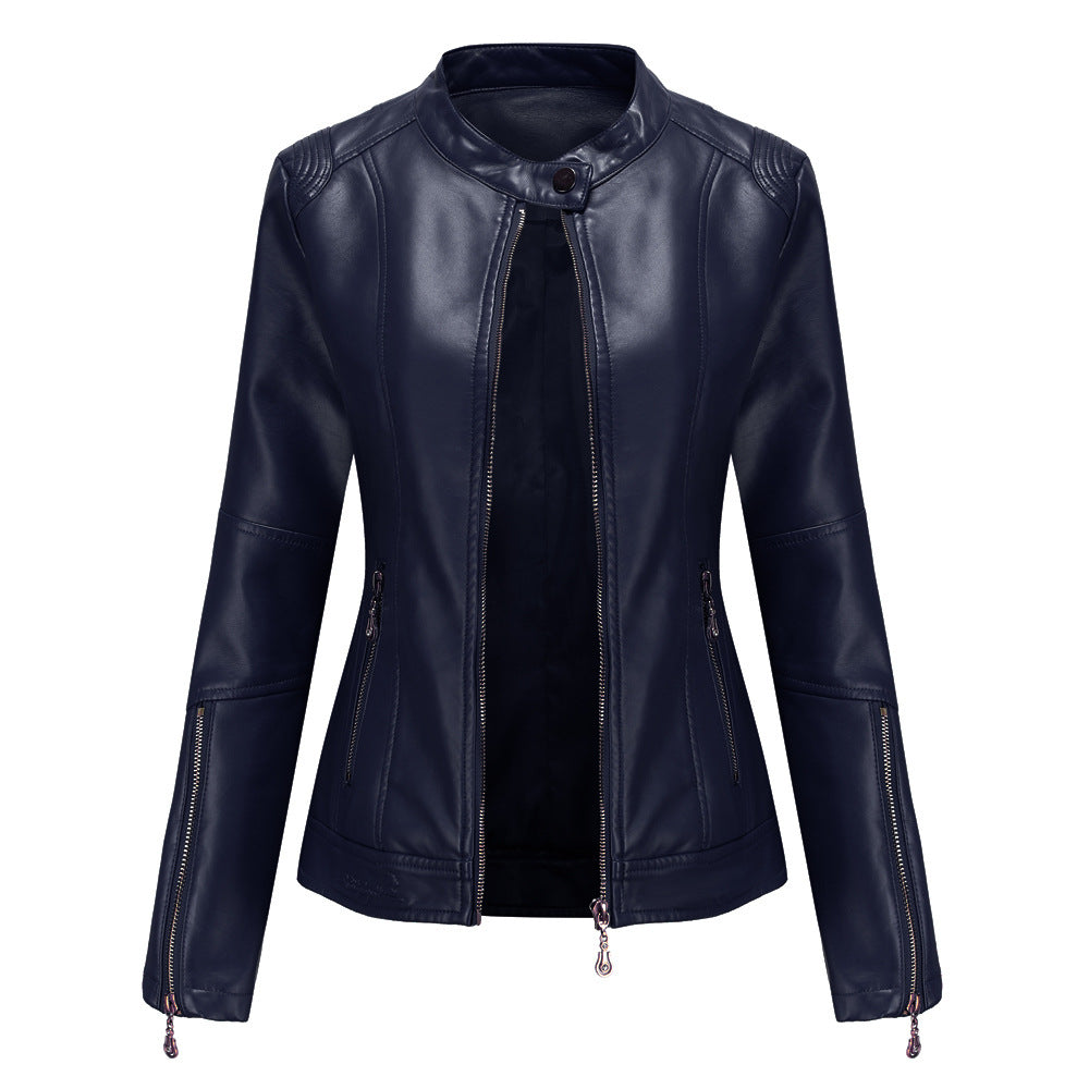 Trendy faux leather jacket for women with minimalist accents Lune London