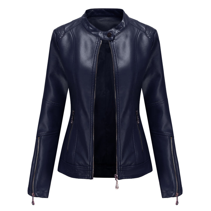 Trendy faux leather jacket for women with minimalist accents Lune London