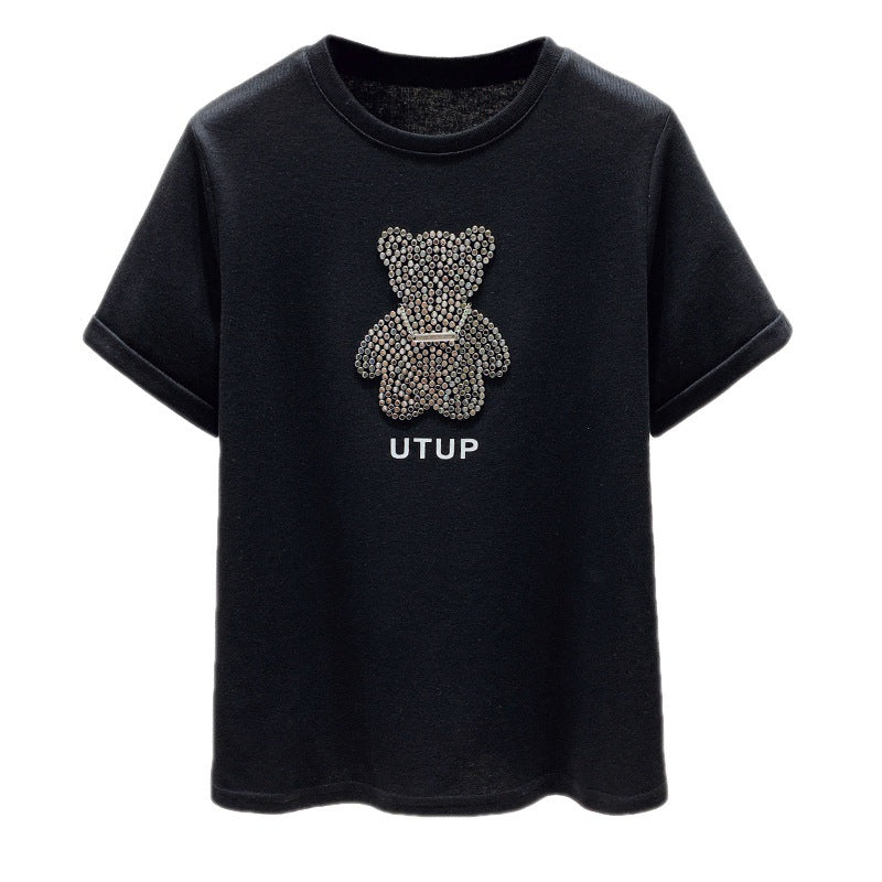 T-shirt femme avec motif d'ours scintillant et coupe décontractée Chic & Stil