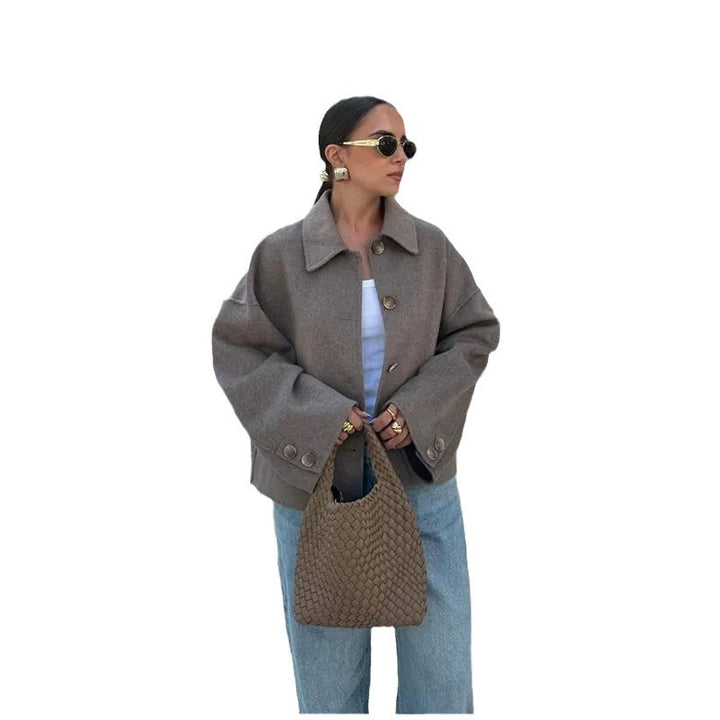 Oversized wool coat for women with button detail Lune London