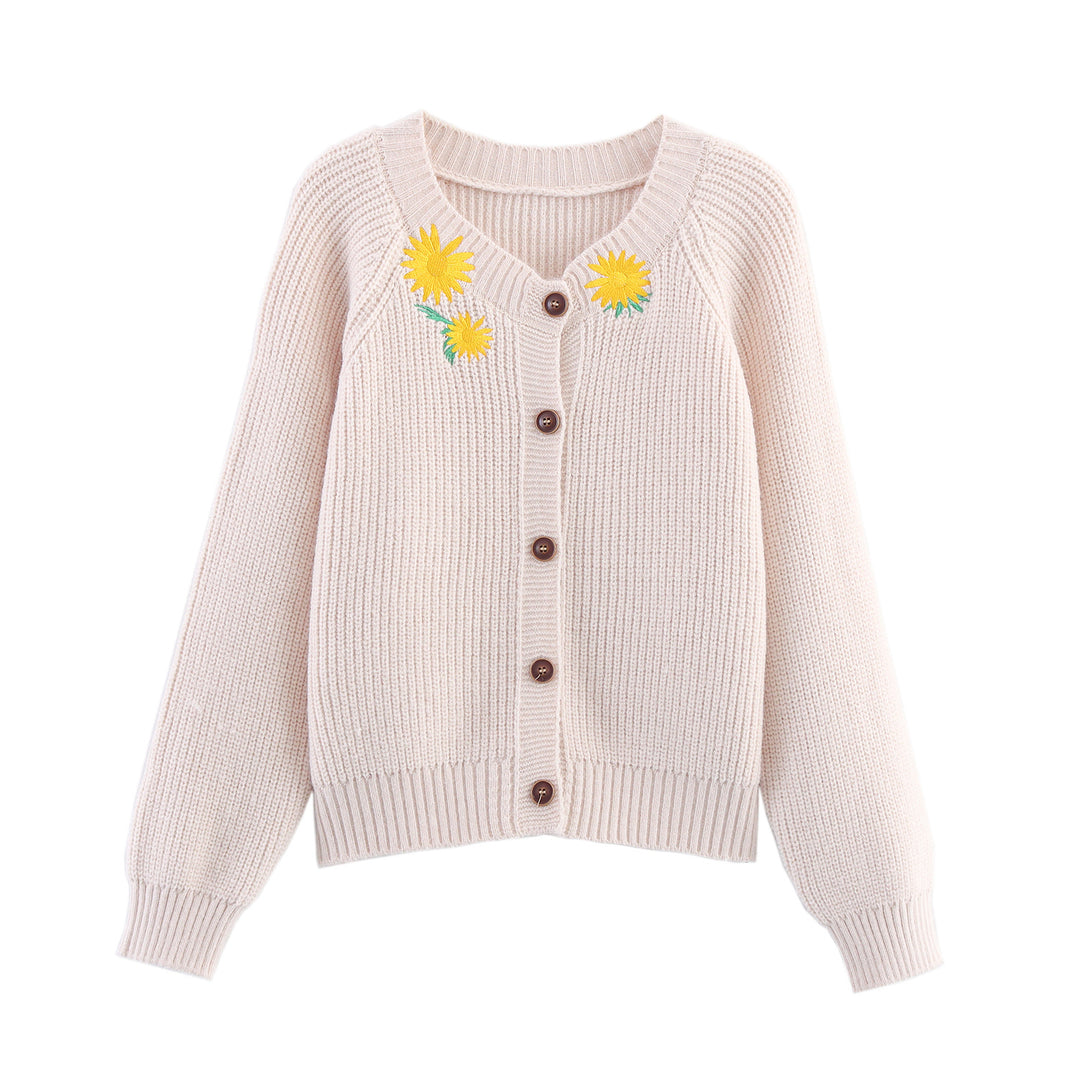 Knit sweater for women with floral embroidery Lune London