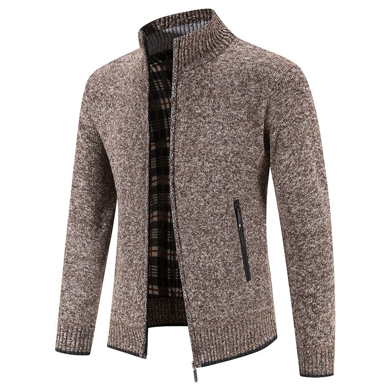 Men's knit jacket with high collar and practical zippered pockets Lune London