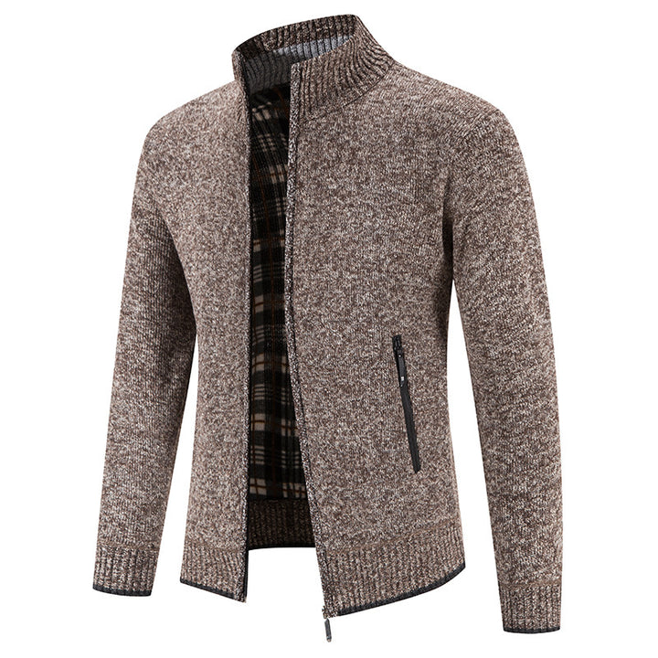 Men's knit jacket with high collar and practical zippered pockets Lune London