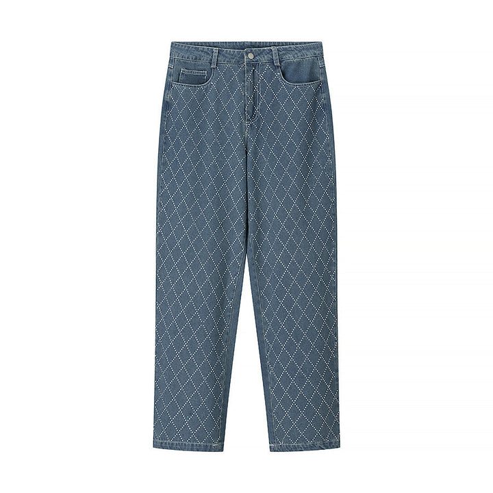 High-waisted jeans for women with a modern plaid pattern Lune London