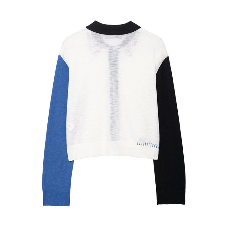 Knitted jacket for women with a contrasting color design and fine button details Lune London
