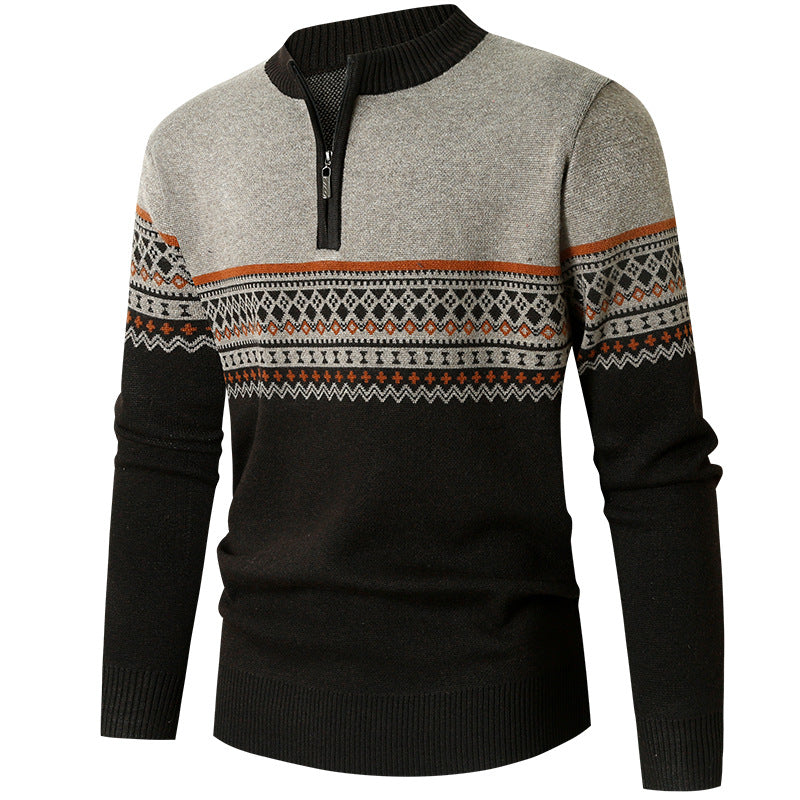 Men's sweater with modern zipper and geometric pattern Lune London
