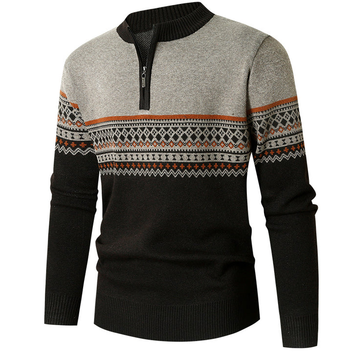 Men's sweater with modern zipper and geometric pattern Lune London