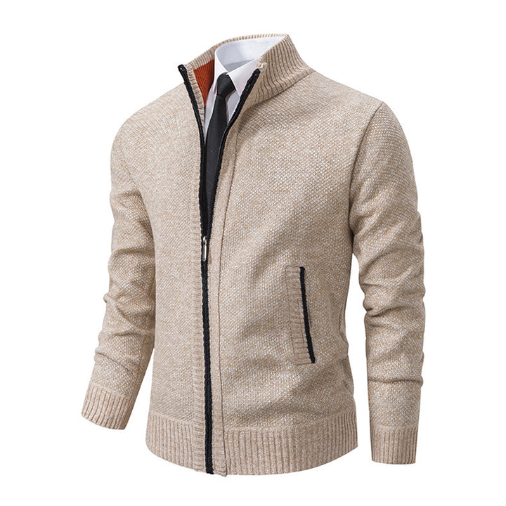 Men's knitted jacket with high collar and elegant zipper Lune London