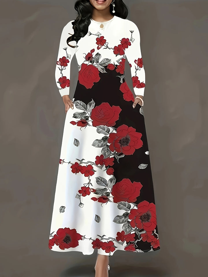 Maxi dress for women with a floral design and practical pockets Lune London