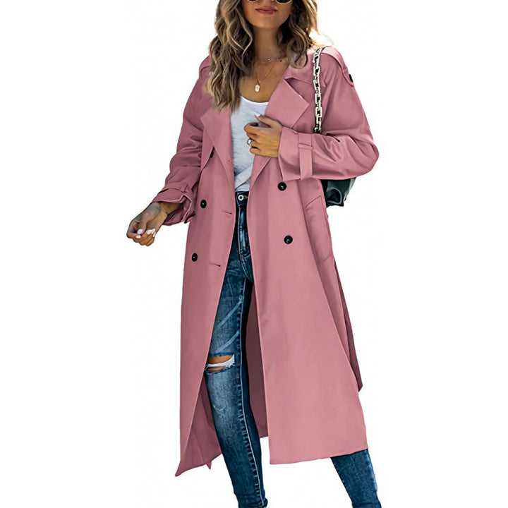 Elegant trench coat for women with double-breasted closure and belted waist Lune London