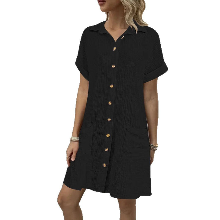 Shirt dress for ladies with textured surface and practical pockets Lune London