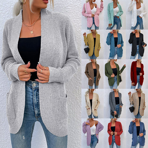 Knitted jacket for women with a relaxed fit and open pockets Lune London