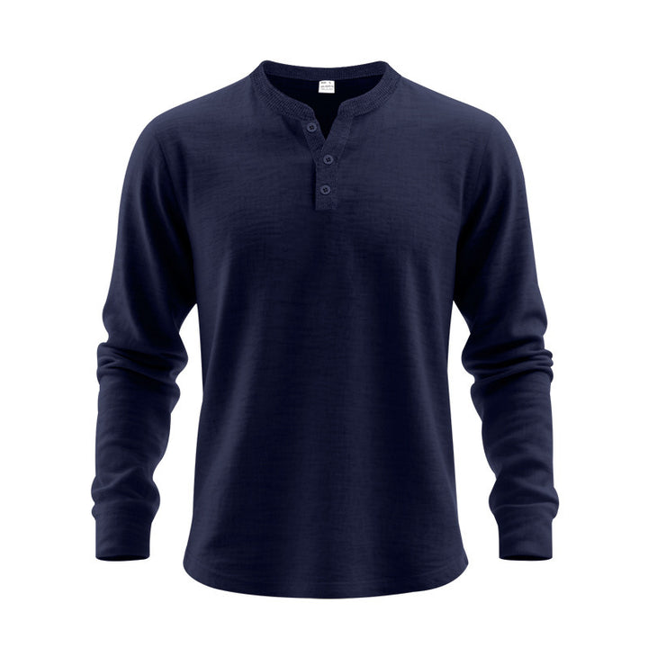 Men's long sleeve T-shirt with button placket and round neck Lune London