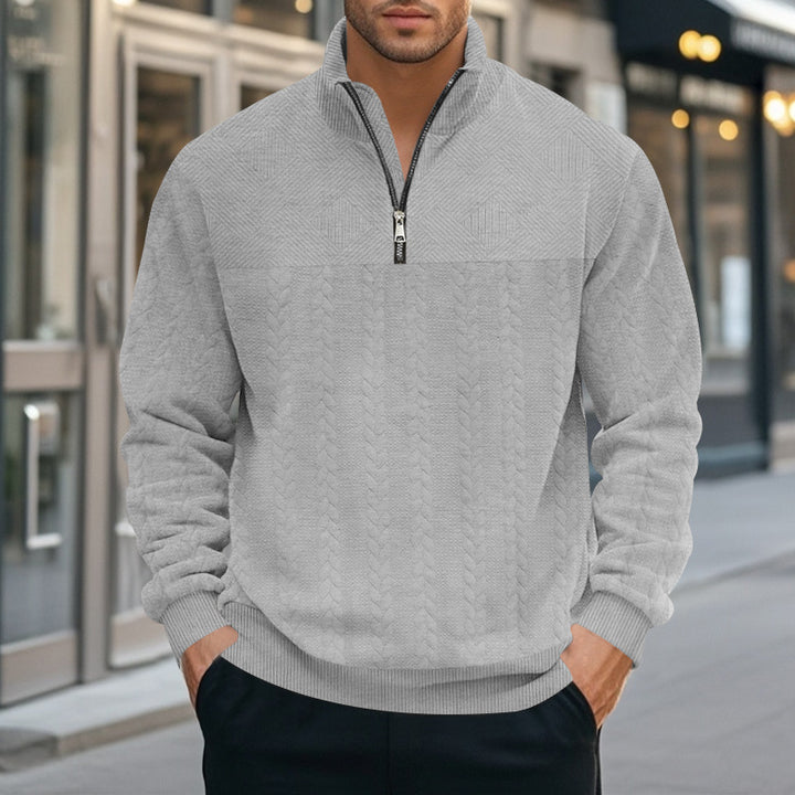 Men's knitted sweater with modern high collar and zip Lune London
