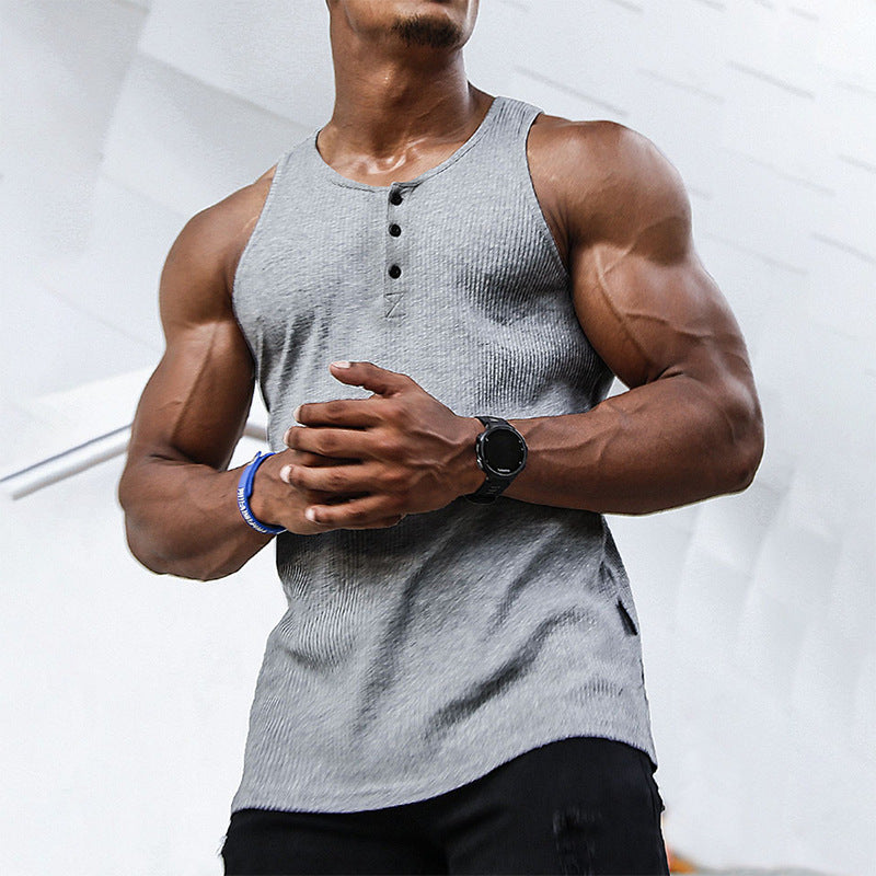 Men's sleeveless sports tank top with button placket and breathable fabric Lune London