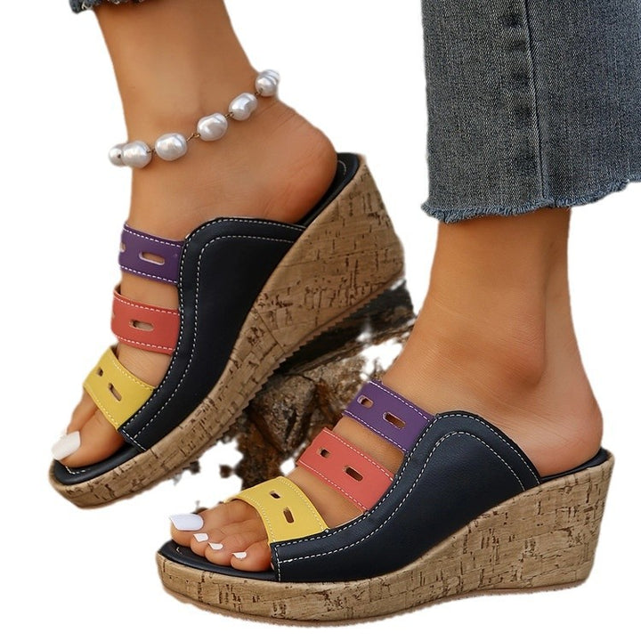 Wedge sandals for women with colorful straps Lune London