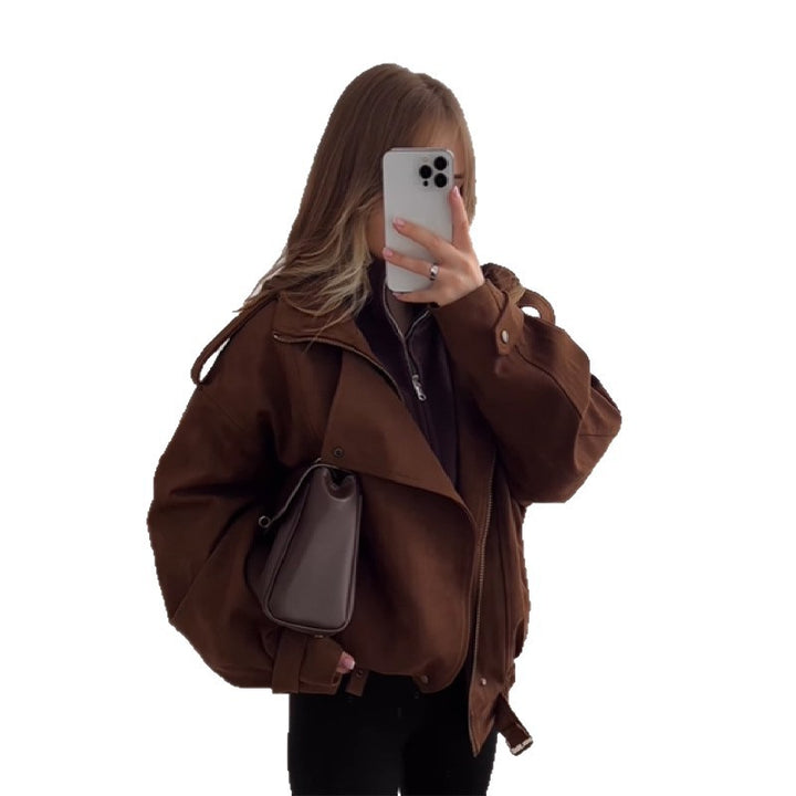 Oversized faux leather jacket for women with practical pockets and relaxed fit Lune London