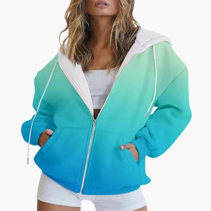 Ladies oversized hoodie with color gradient and practical pockets Lune London