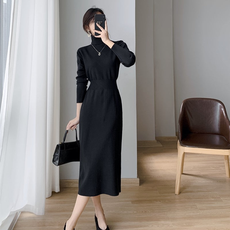 Robe tricotée pour femme avec col haut et design moulant Chic & Stil