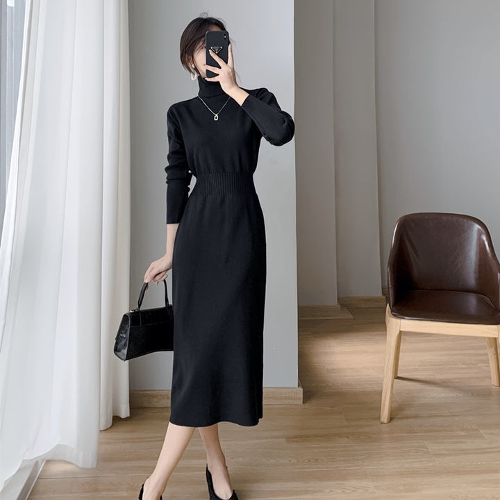 Robe tricotée pour femme avec col haut et design moulant Chic & Stil