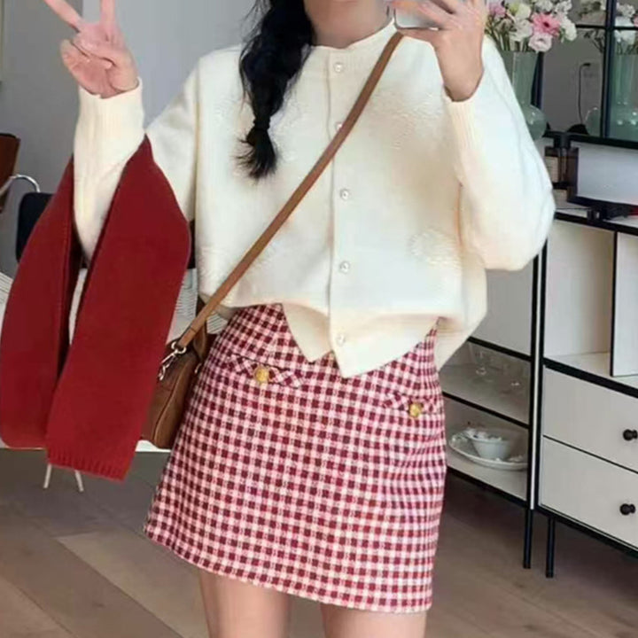 Ladies comfortable short sleeve knitted cardigan with high quality button details Lune London