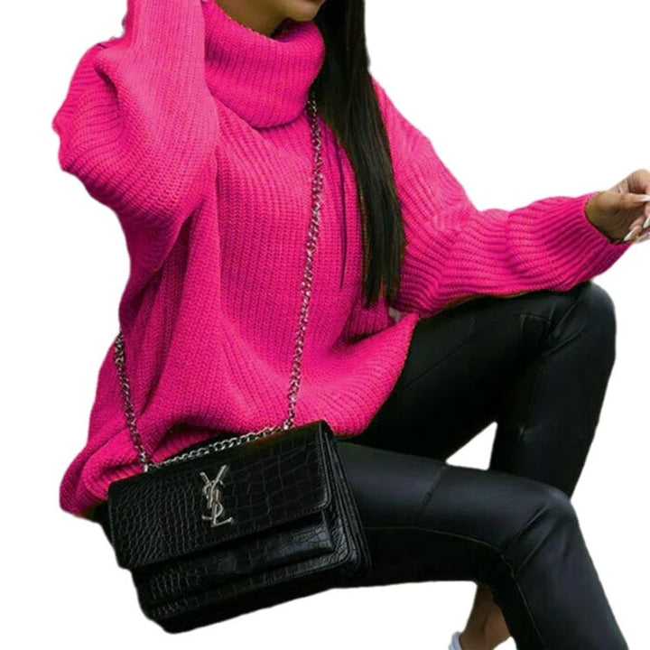 Pull en maille pour femmes avec col montant et coupe haute Chic & Stil