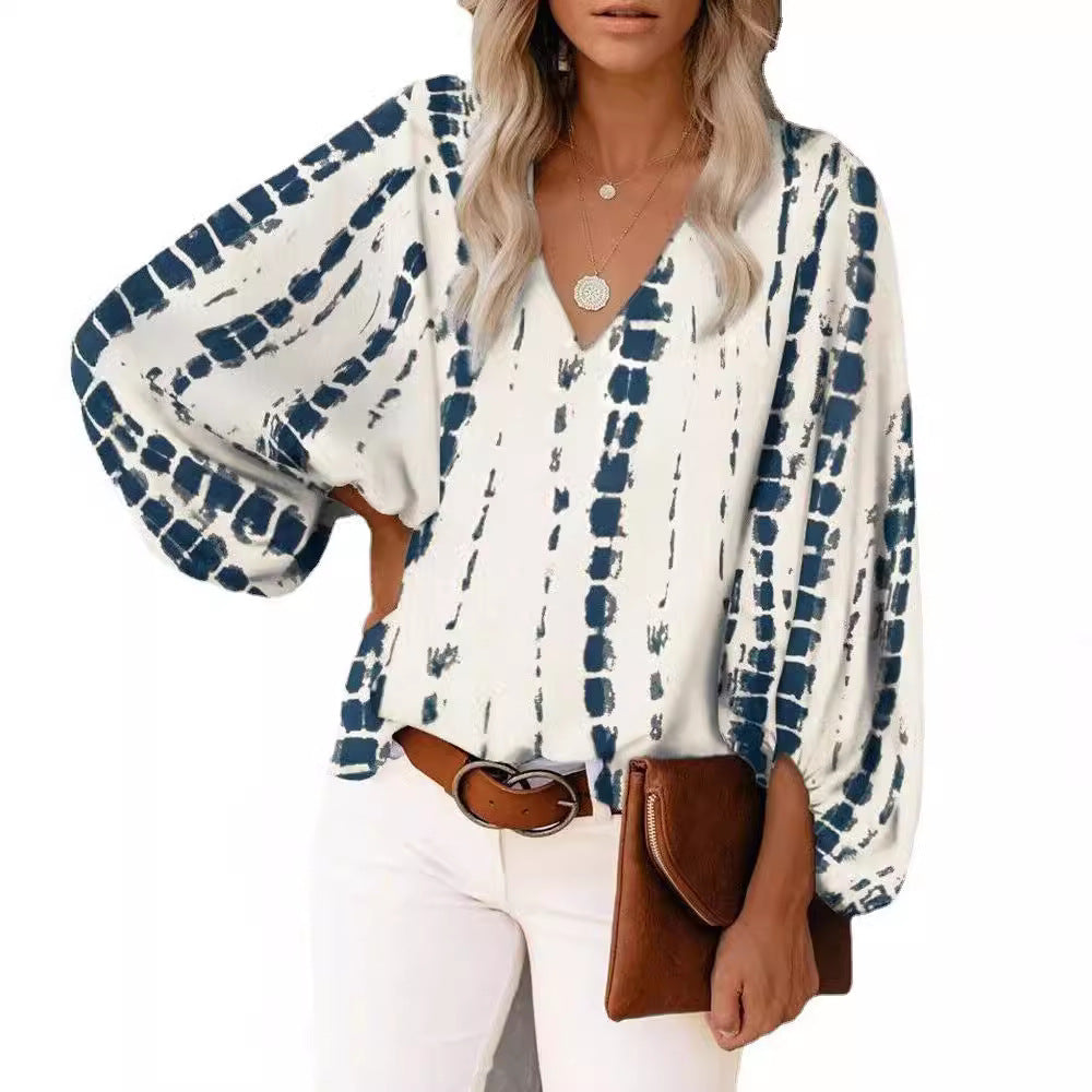Women Elegant Blouse Cut with Leopard Pattern and Flounce Sleeves Lune London