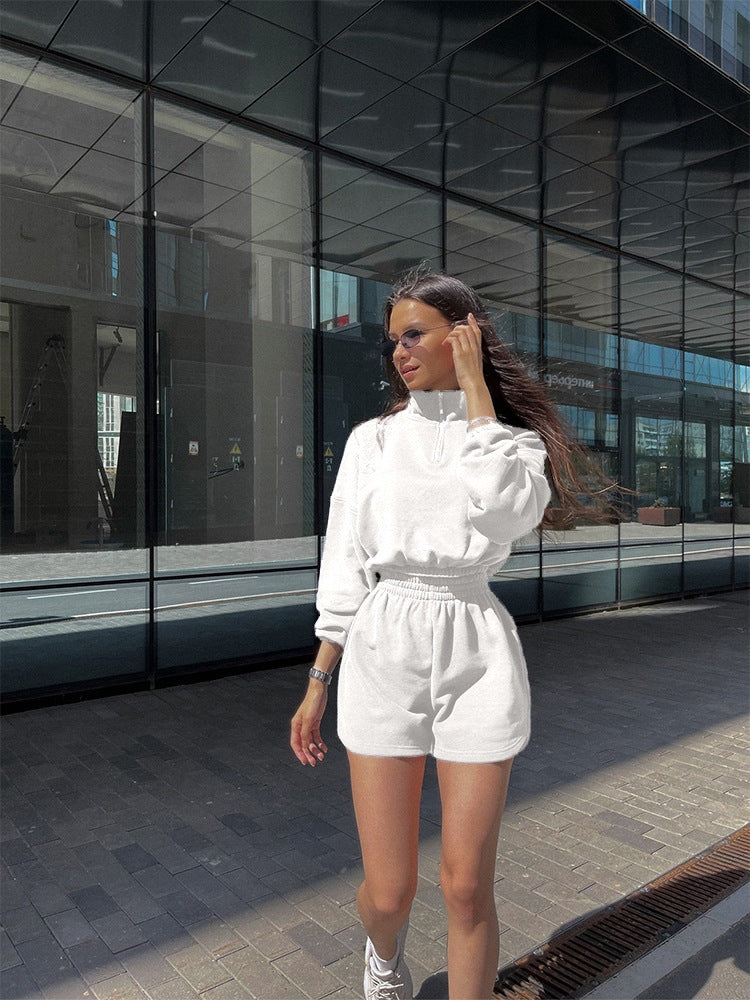 Women's sports set with cropped sweater and shorts Lune London
