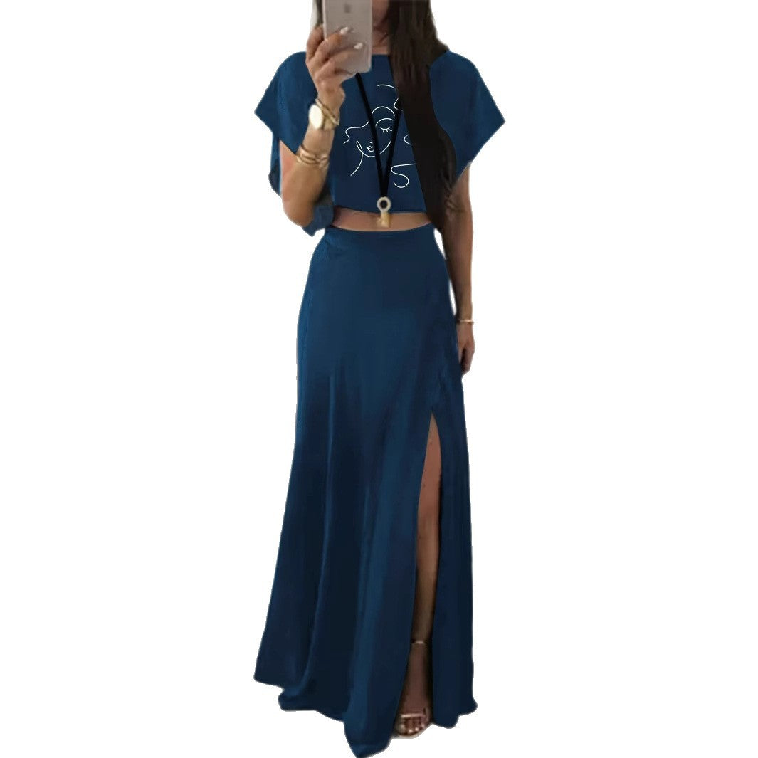 Women’s set with crop top and elegant maxi skirt Lune London