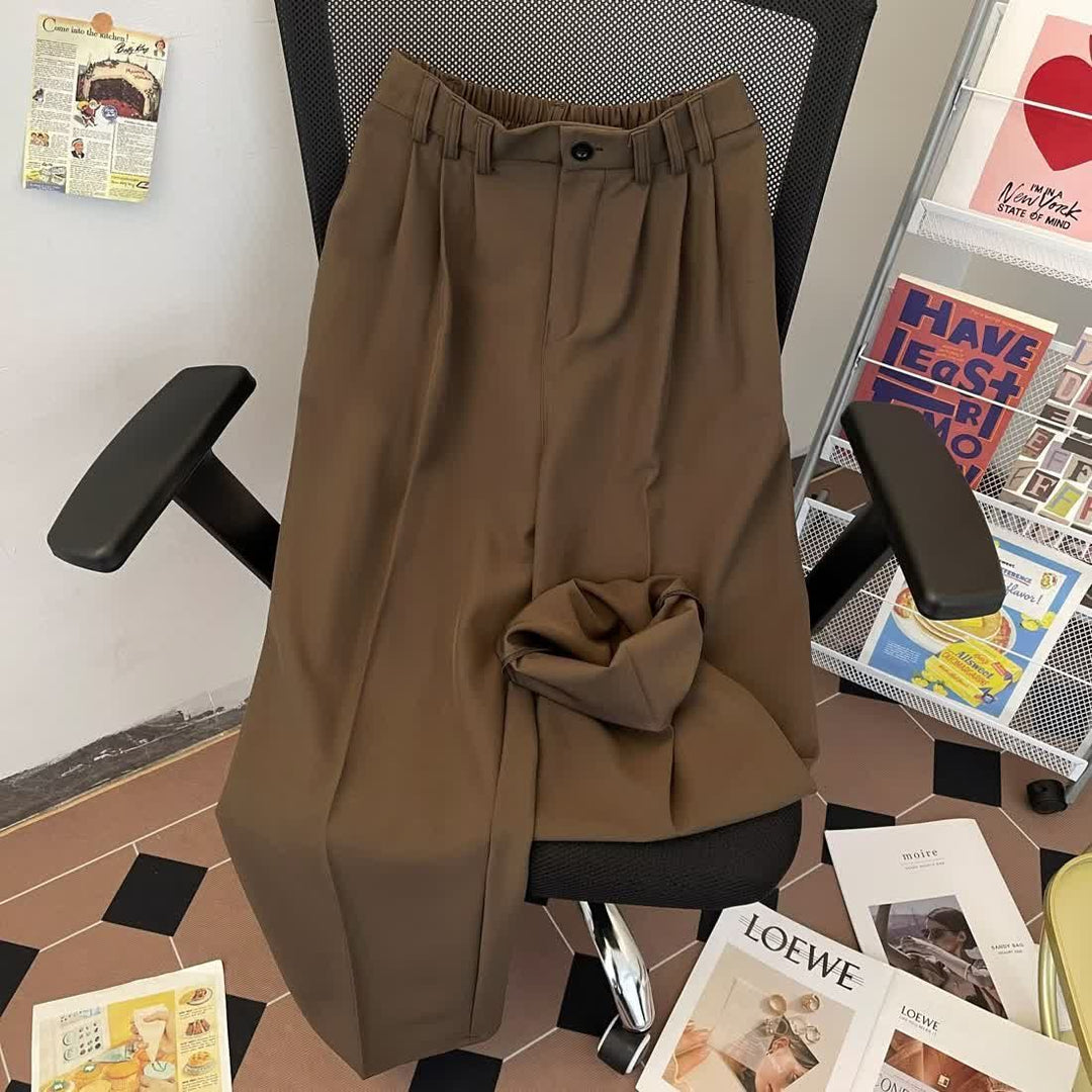 Pantalon élégant pour femmes taille haute avec plis et jambes larges Chic & Stil