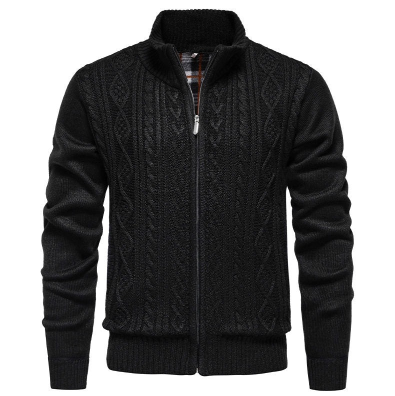 Men's knit jacket with high collar and zipper Lune London