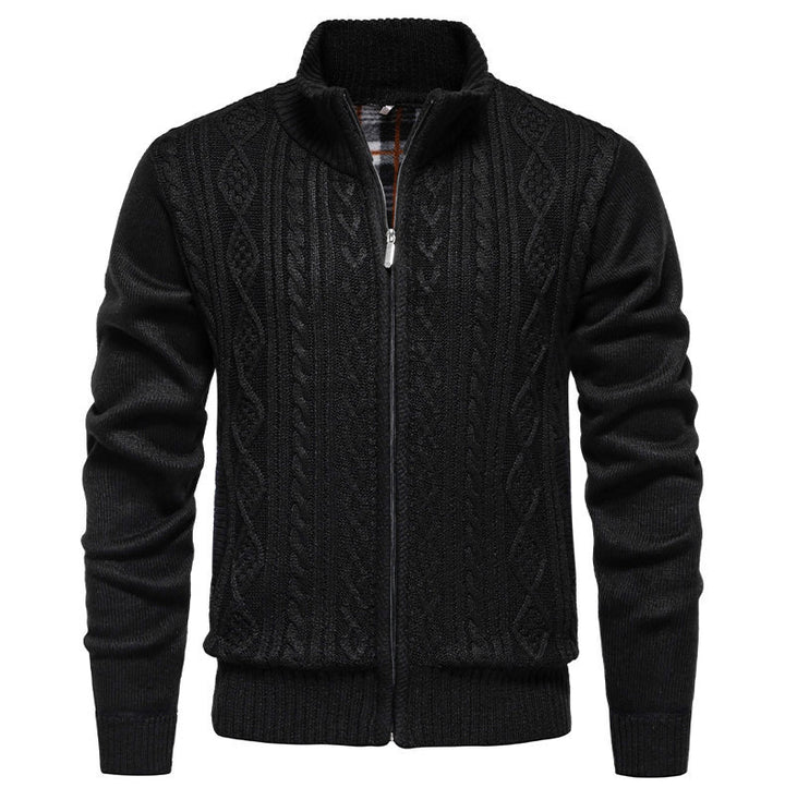 Men's knit jacket with high collar and zipper Lune London