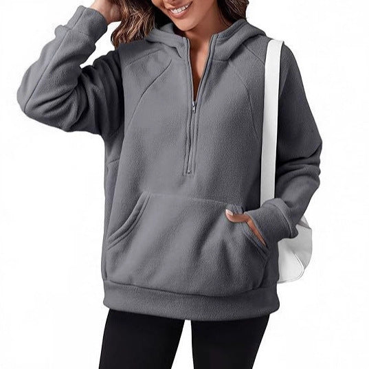 Fleece hooded sweatshirt for women with practical kangaroo pocket Lune London