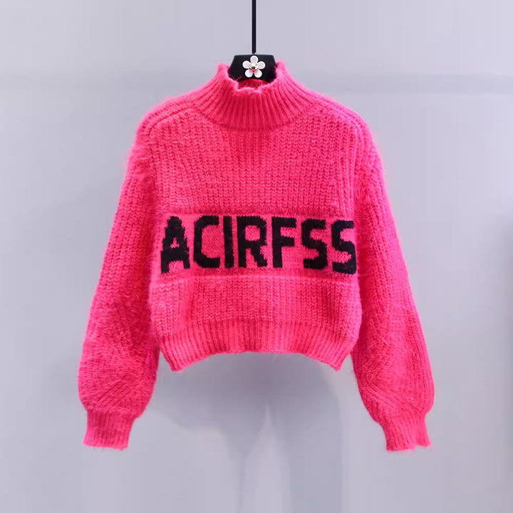Chunky knit high neck sweater for women with a graphic pattern Lune London
