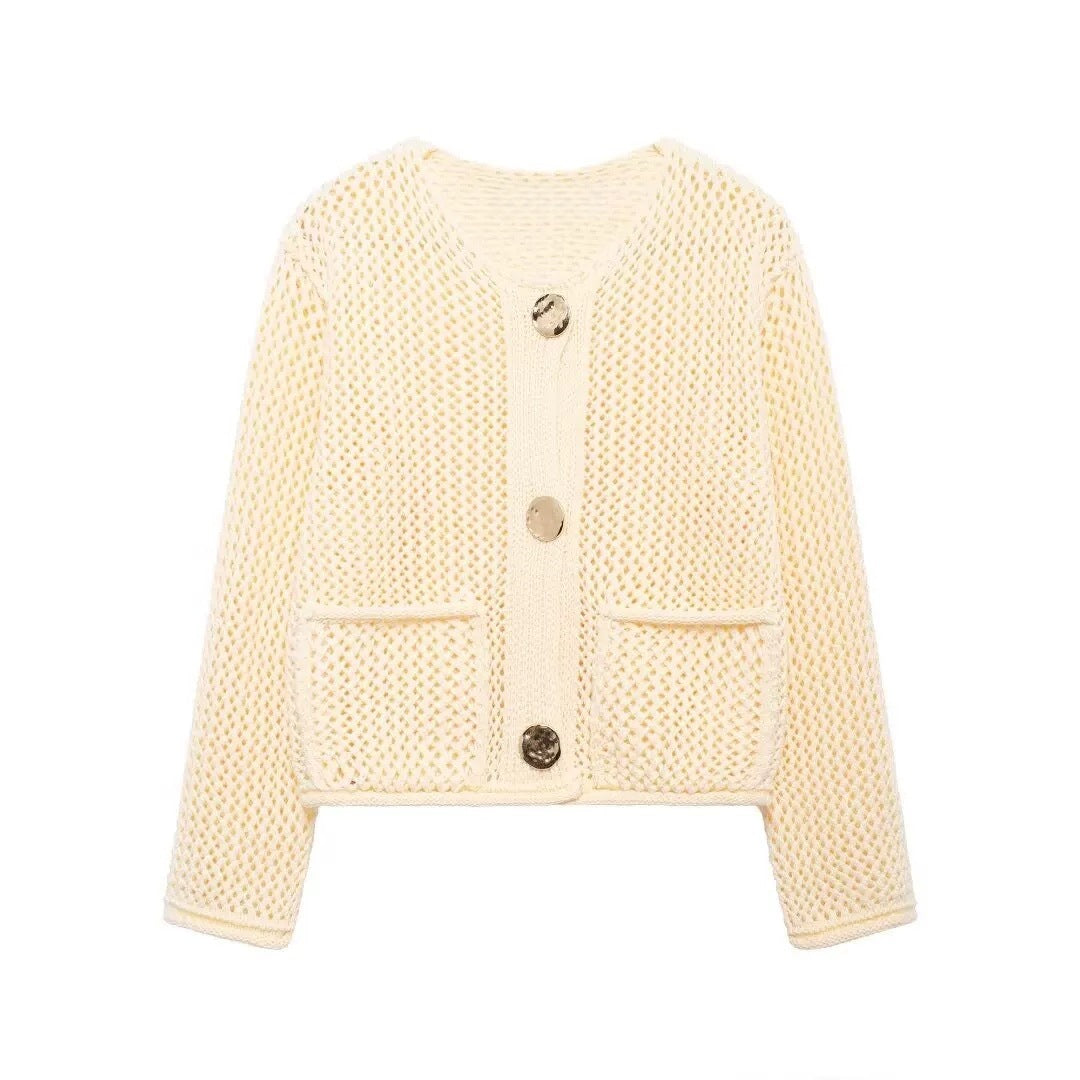 Gilet en maille pour femmes avec poches pratiques et boutons décoratifs Chic & Stil