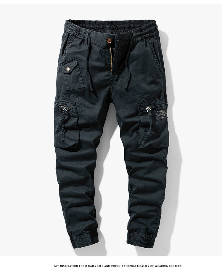 Men's cargo pants with practical side pockets and elastic waistband Lune London