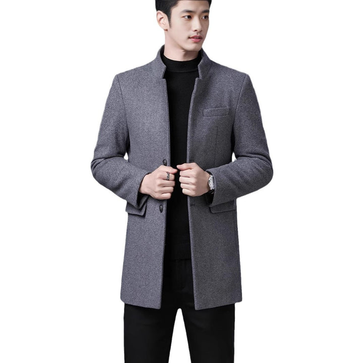 Modern wool coat for men with high collar Lune London