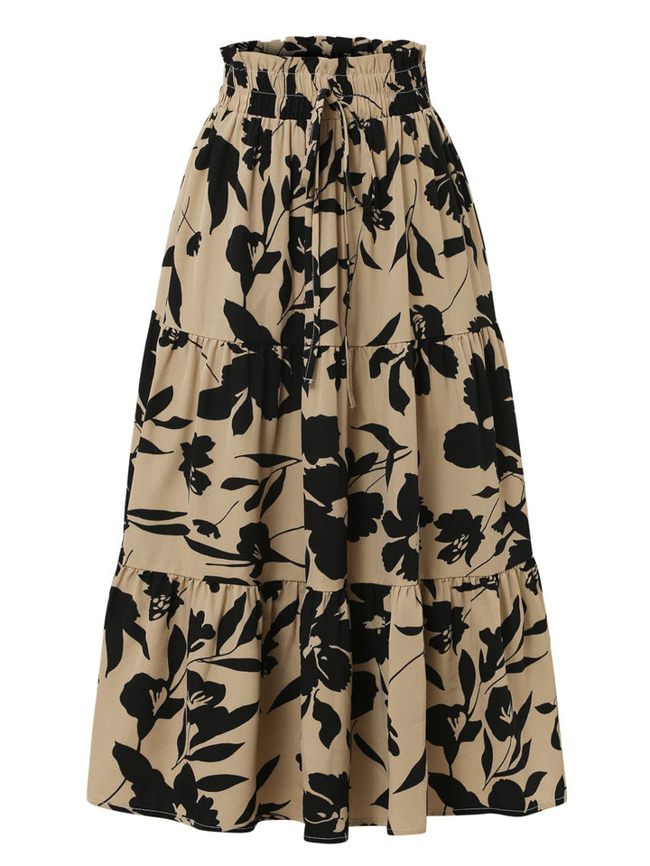 Maxi skirt women with fluid cut and floral design Lune London