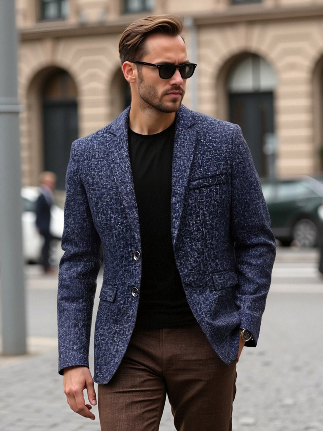 Men's Elegant Structured Blazer with Modern Fabric and Stylish Details Lune London