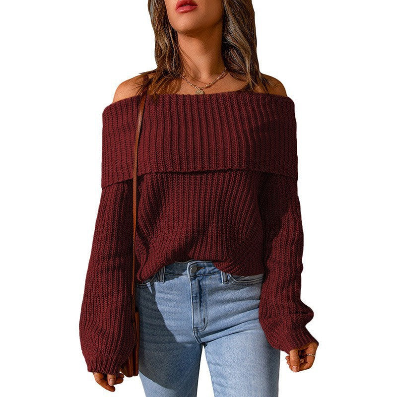 Comfortable knit sweater with off-the-shoulder Lune London