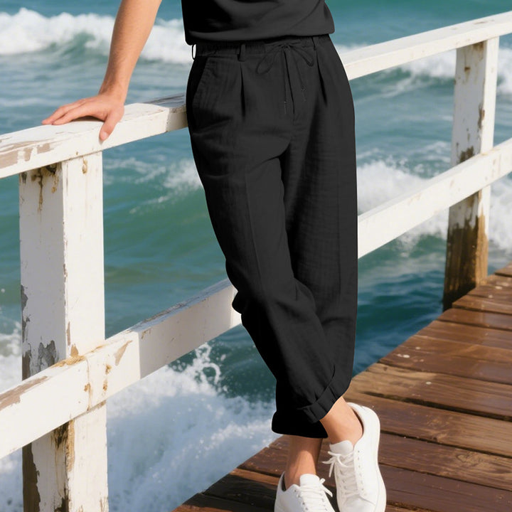 Summer casual pants for men made of lightweight and breathable fabric with drawstring Lune London