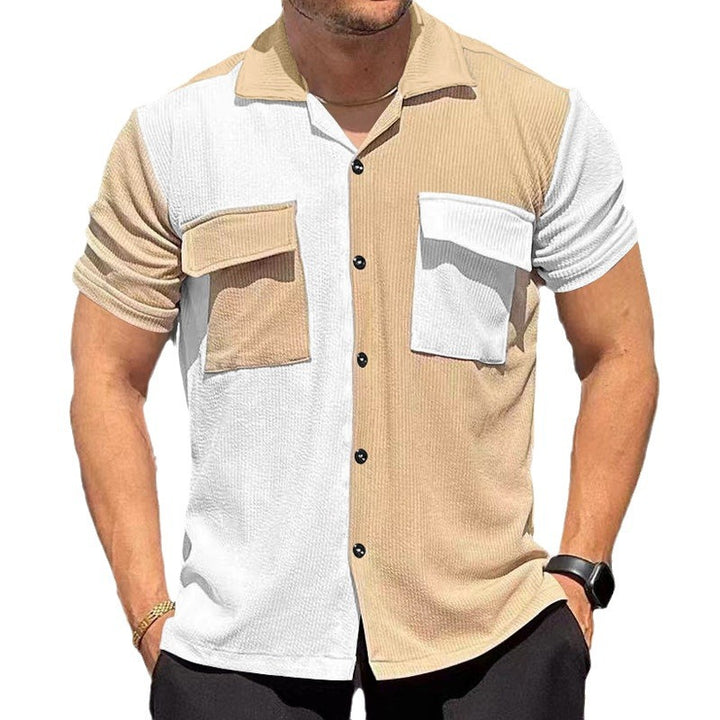 Trendy short-sleeved shirt for men with textured design and two practical chest pockets Lune London