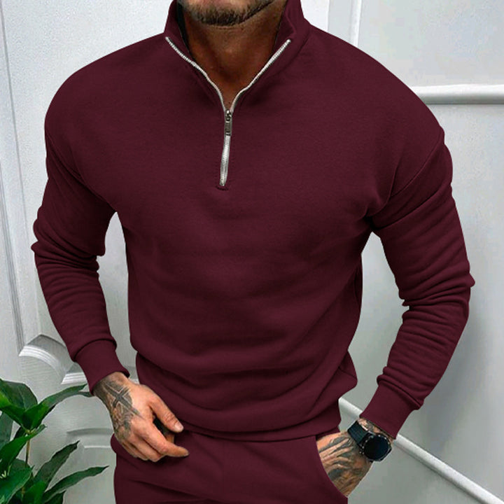 Elegant pullover for men with collar and practical zip Lune London