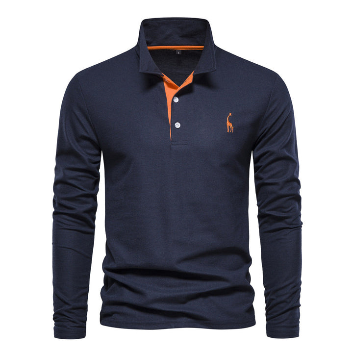 Men's Long Sleeve Polo Shirt with Modern Collar and Breathable Cotton Quality Lune London